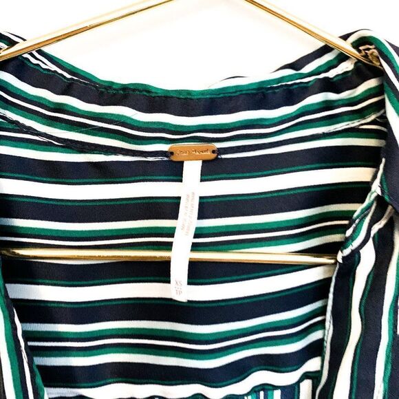 Free People Mad About You Blue Green Striped Top - Picture 4 of 10